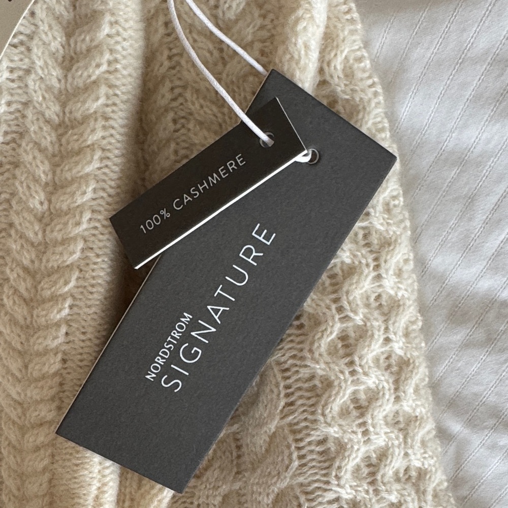Nordstrom Cream Cable Knit Turtleneck Sweater - Picture 5 of 5